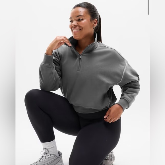 Athleta Forever Fleece 1/2 Zip High Hip Sweatshirt - Picture 3 of 14
